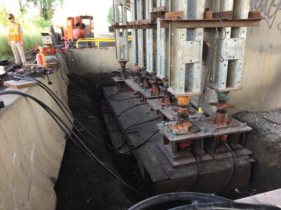 I-91 shoring for bridge deck replacement, Springfield, Massachusetts.