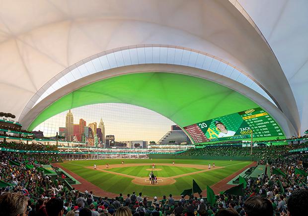 Rendering of Athletics ballpark in Las Vegas.