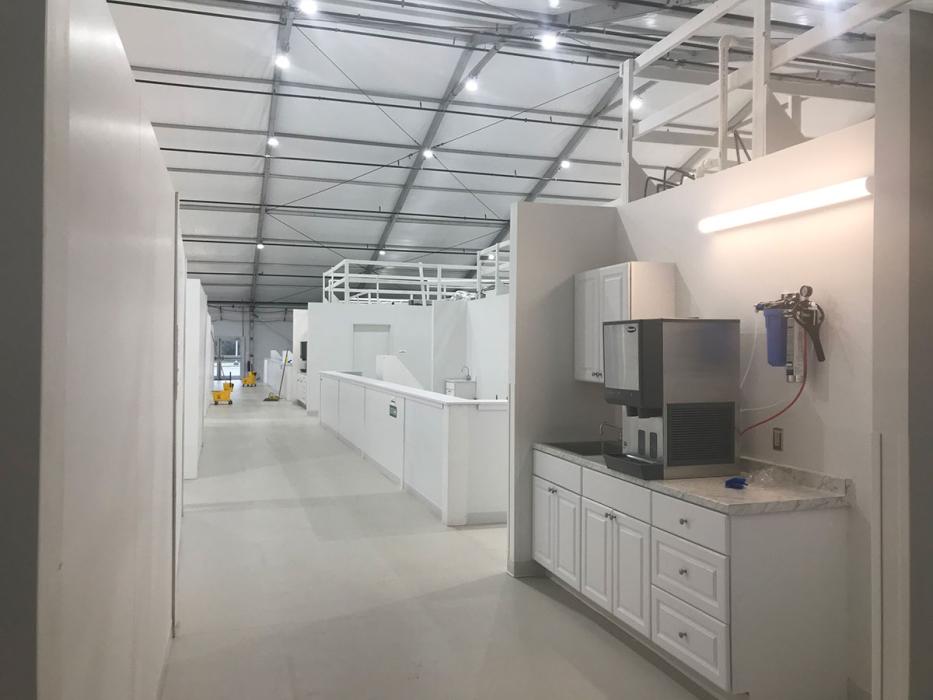 SUNY Stony Brook Alternate Care Facility, interior of completed tent.