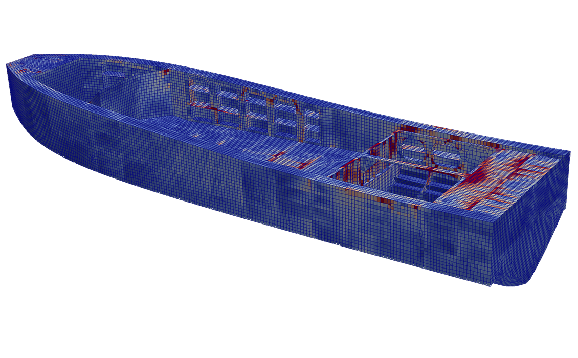 Advanced modelling and dynamic analysis of naval ships.